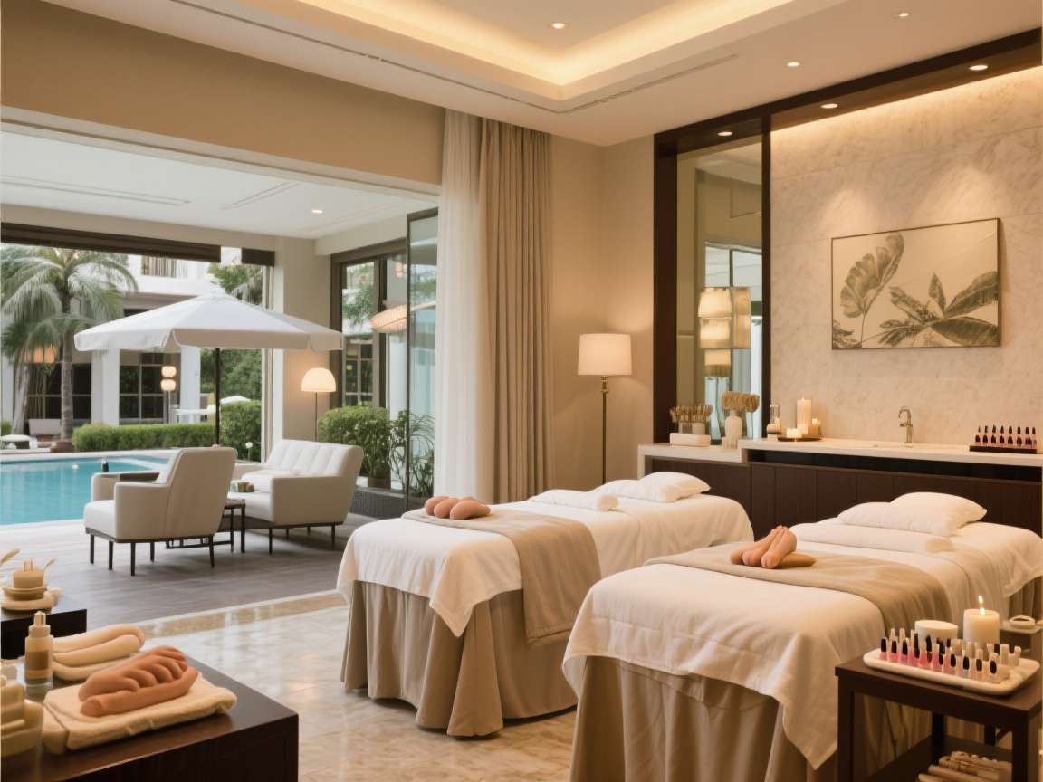 Relaxing massage room at Serenity Spa
