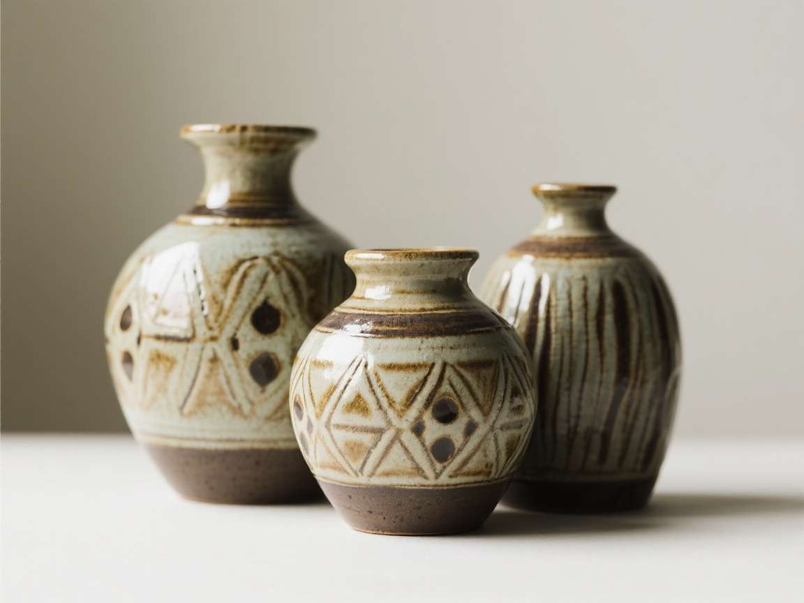 Handcrafted ceramic vase set in various sizes