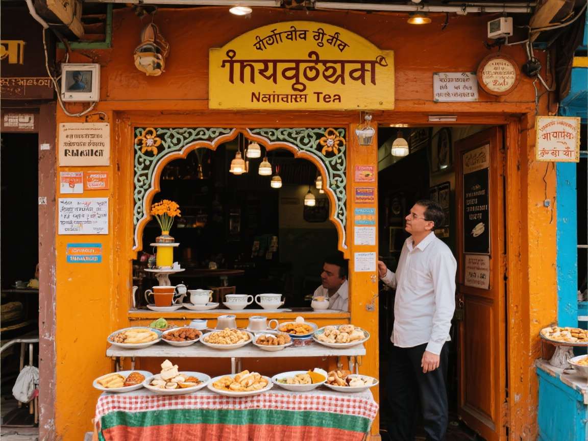 Chai and snacks at Desi Chaiwala cafe