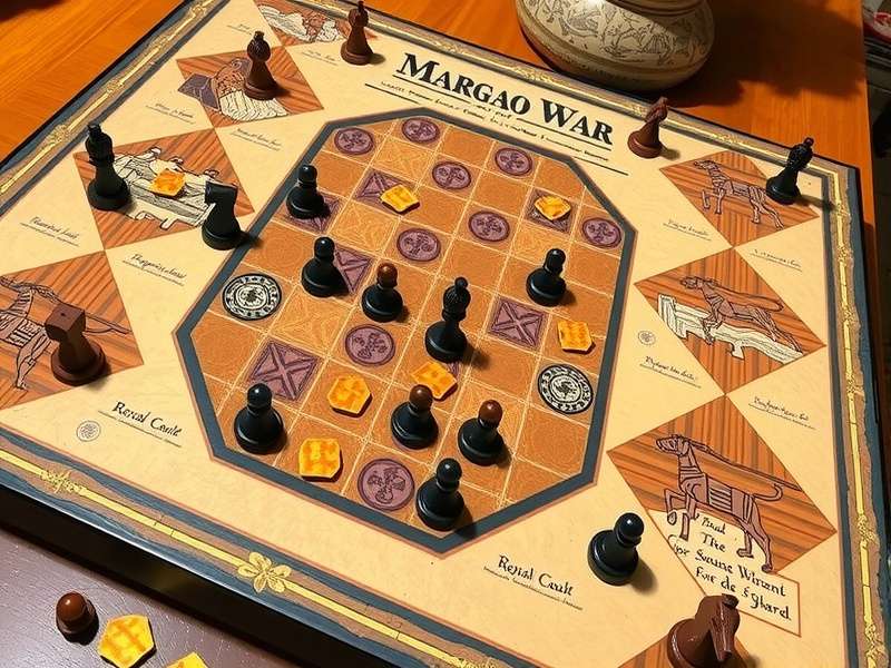 Traditional Margao Sacred War Game Setup Traditional Margao Sacred War game board with pieces