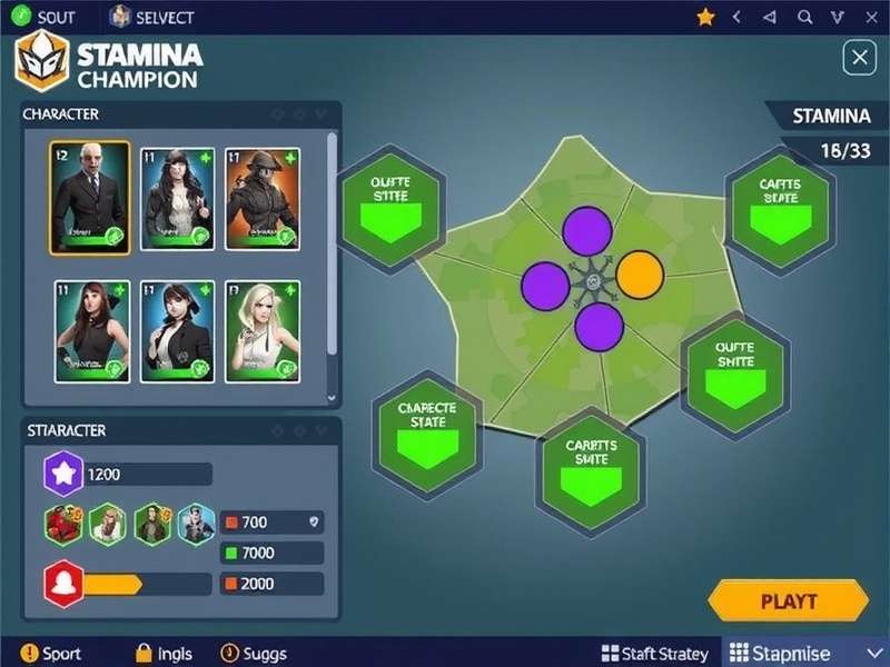 Stamina Champion Character Customization Stamina Champion character customization screen with various outfits and abilities