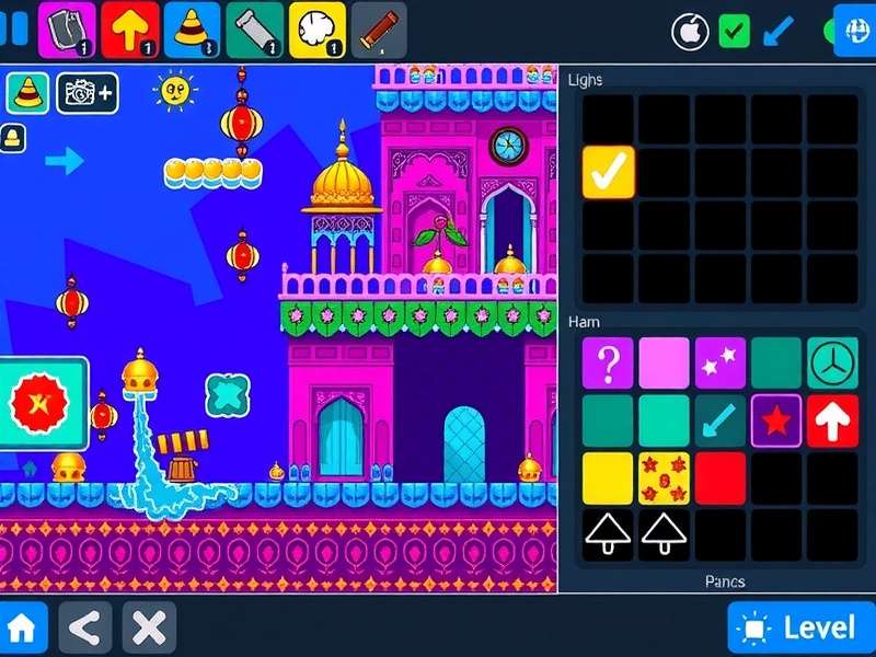 Geometry Dash India Gameplay Geometry Dash India gameplay screenshot showing colorful Indian-themed levels