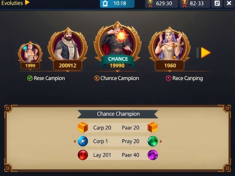 Chance Champion Game Interface Chance Champion gameplay interface showing various features