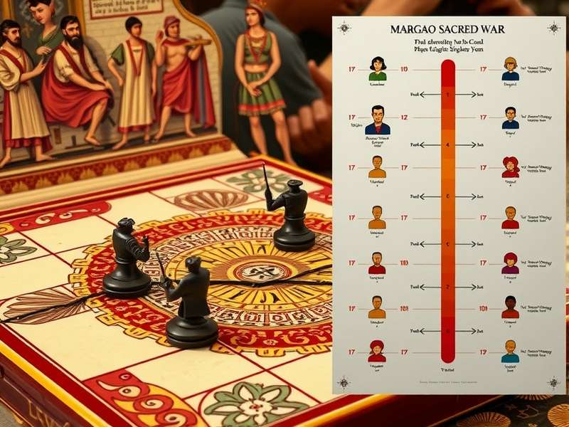 Historical Court Scene of Margao Sacred War Historical depiction of Margao Sacred War being played in royal court