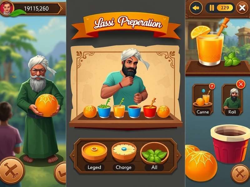 Lassi Legend Forger Gameplay Lassi Legend Forger gameplay screenshot showing character in Indian market