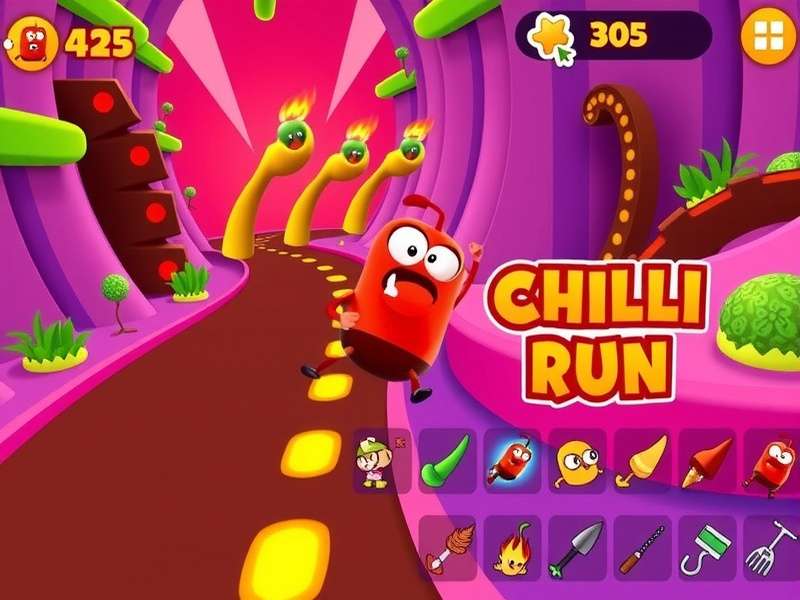 Fiery Chilli Run Gameplay Fiery Chilli Run gameplay screenshot showing character running through colorful environment