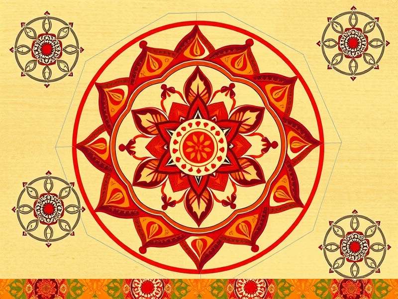 Traditional Mandala Puzzle Design Traditional Indian Mandala Puzzle with intricate patterns