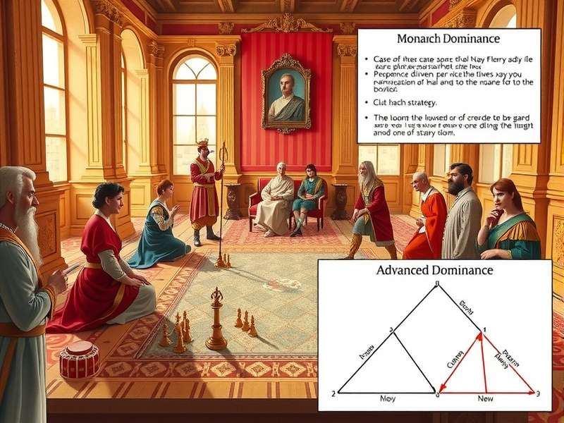 Monarch Dominance in Historical Royal Court Historical depiction of Monarch Dominance being played in royal court