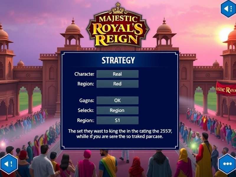 Majestic Royals Reign Gameplay Majestic Royals Reign gameplay screenshot showing royal palace and strategy interface
