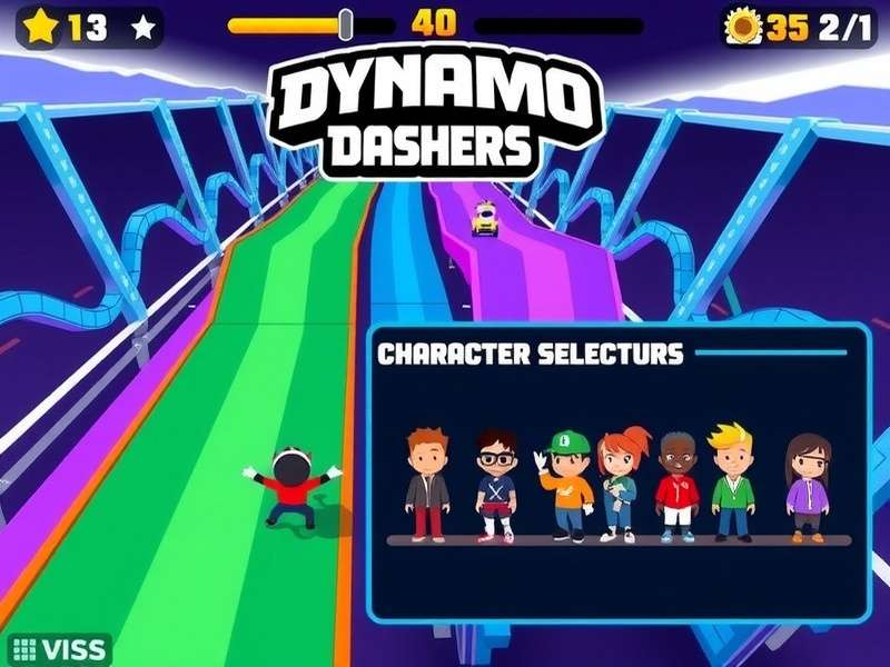 Dynamo Dashers Gameplay Dynamo Dashers gameplay screenshot showing colorful racing tracks