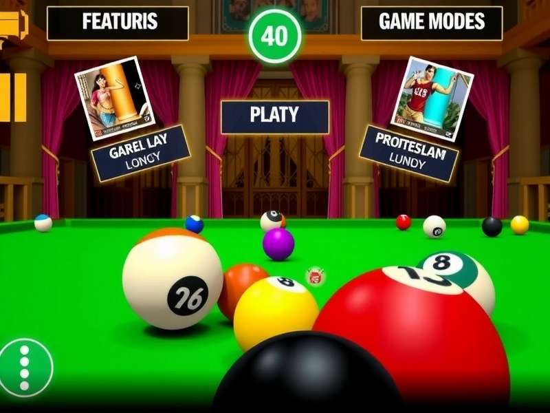 3D India Pool Titan Gameplay 3D India Pool Titan gameplay screenshot showing realistic pool table and balls