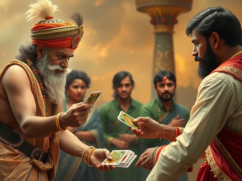 Traditional Indian Card Games Historical depiction of traditional Indian card games