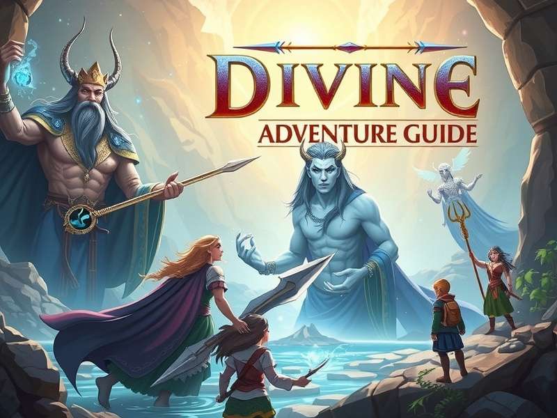 Divine Adventure Guide - Epic Indian Mythology Game Divine Adventure Guide game cover art showing mythological characters
