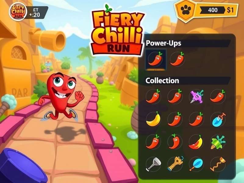 Fiery Chilli Run Character Selection Fiery Chilli Run character selection screen showing different chili pepper characters