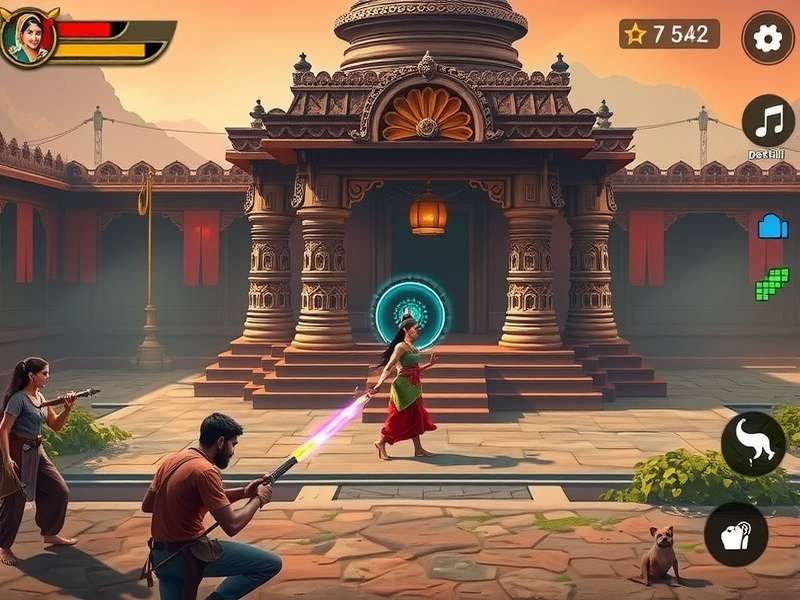 Immersive Temple Environment in Devi Durga Devotion Devi Durga Devotion gameplay screenshot showing temple environment