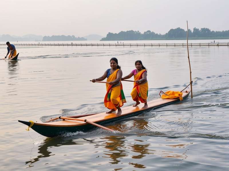 Traditional Krishna River Glider in action on the river