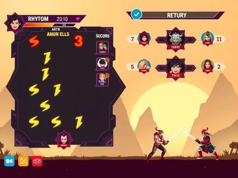 Tandav Beat Surge Gameplay Interface Tandav Beat Surge gameplay interface showing rhythm patterns and scoring system