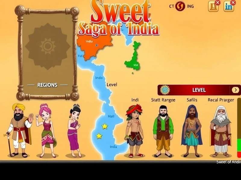 Sweet Saga Of India - Vibrant Gameplay Visuals Sweet Saga Of India gameplay screenshot showing vibrant Indian-themed visuals