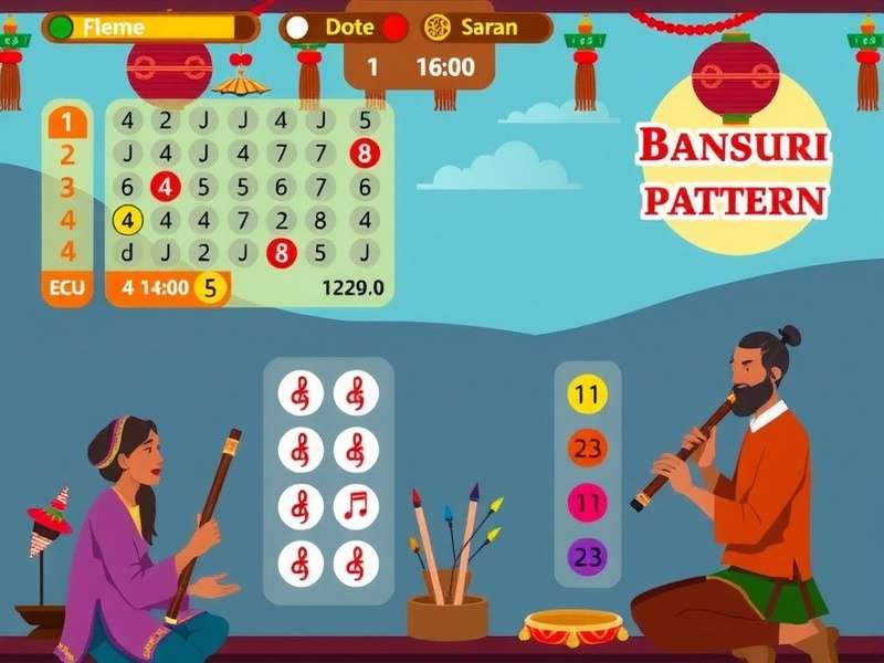 Bansuri Beat Baron gameplay interface showing rhythmic patterns and flute controls
