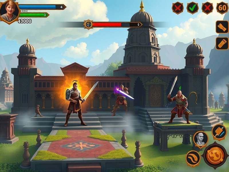 Tactical Combat in Hoysala Heroics Hoysala Heroics combat interface showing tactical battle