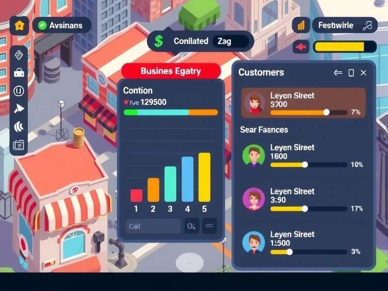 Pixel Town Capitalist Business Management Interface Pixel Town Capitalist gameplay screenshot showing business management interface