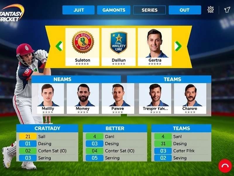 Dream11 Fantasy Cricket Team Selection Dream11 Fantasy Cricket team selection interface