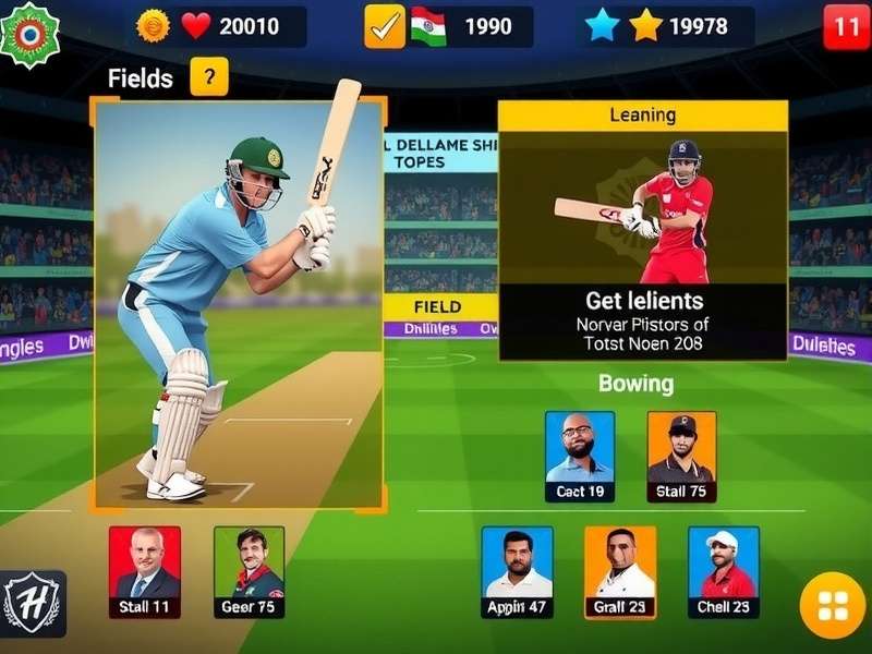 Indian Cricket Heroes Unite gameplay screenshot showing batting interface