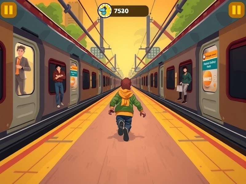Subway Rush Supreme gameplay screenshot showing character running through subway