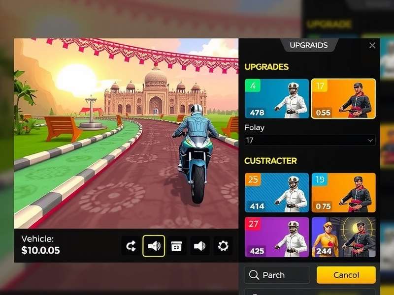 Heroic Path Racer - Vibrant Gameplay Environment Heroic Path Racer gameplay screenshot showing vibrant Indian-inspired racetrack