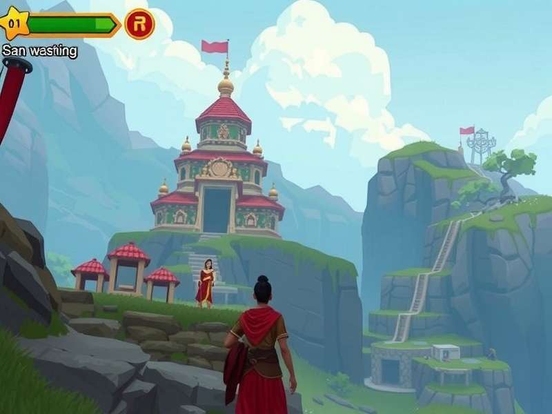 Gameplay exploration in ancient Odisha temple Oriya Odyssey Adventure gameplay screenshot showing temple exploration
