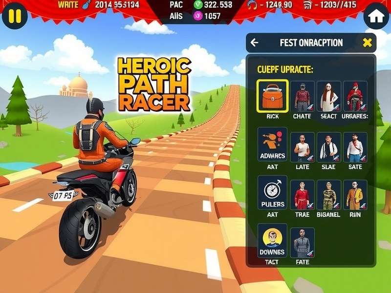 Heroic Path Racer - Diverse Character Roster Heroic Path Racer character selection screen showing diverse racer options