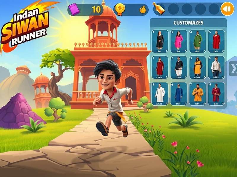 Siwan Flash Runner Gameplay Siwan Flash Runner gameplay screenshot showing character running through vibrant Indian landscape