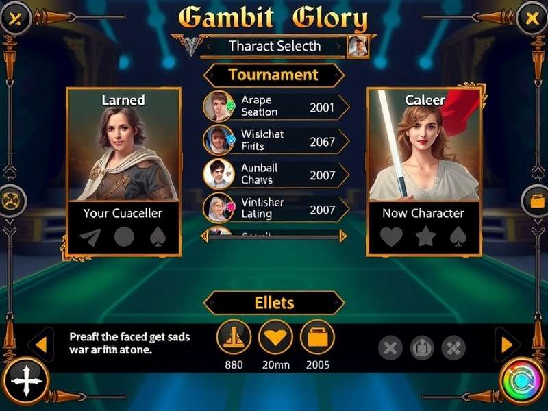 Gambit Glory Diverse Character Roster Gambit Glory character selection screen