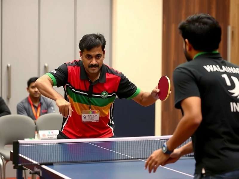 Indian Table Tennis Legend demonstrating exceptional skills Indian Table Tennis Legend in action during an international tournament