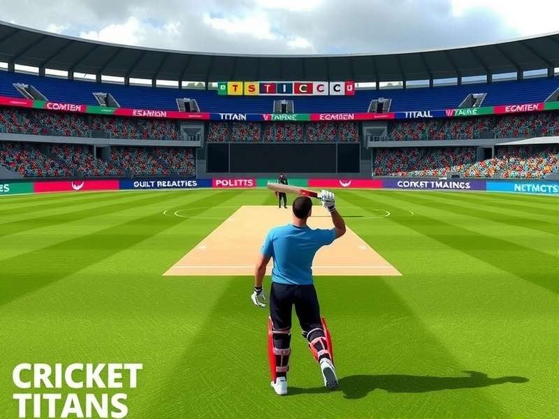 Cricket Titans gameplay showing realistic stadium environment and player actions