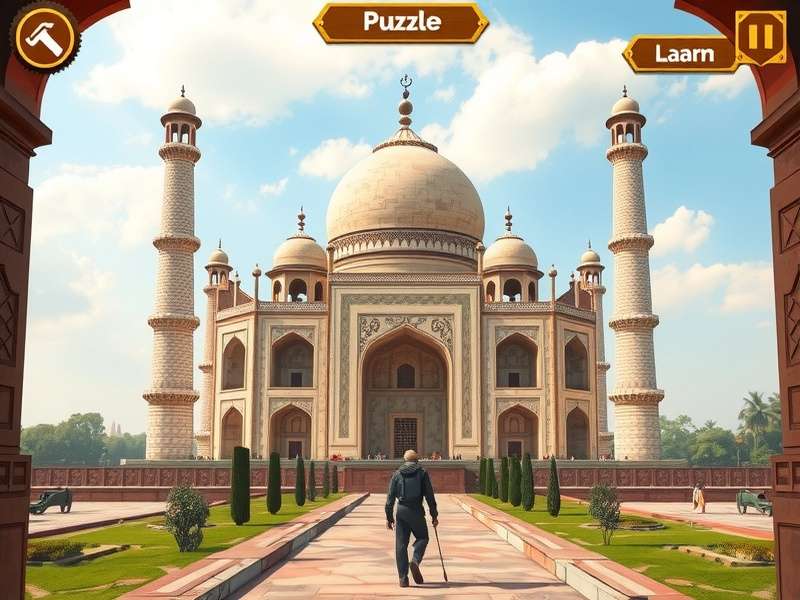 Taj Trekker Gameplay Exploration Taj Trekker gameplay showing character exploring historical monument