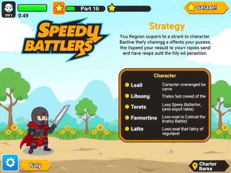 Speedy Battlers Character Roster Speedy Battlers character selection screen