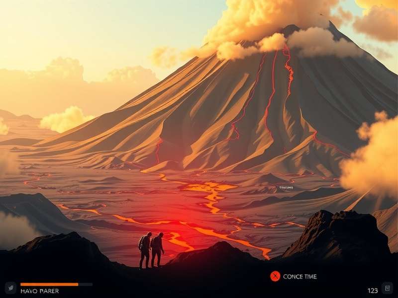 Volcano Explorer gameplay screenshot showing volcanic landscape