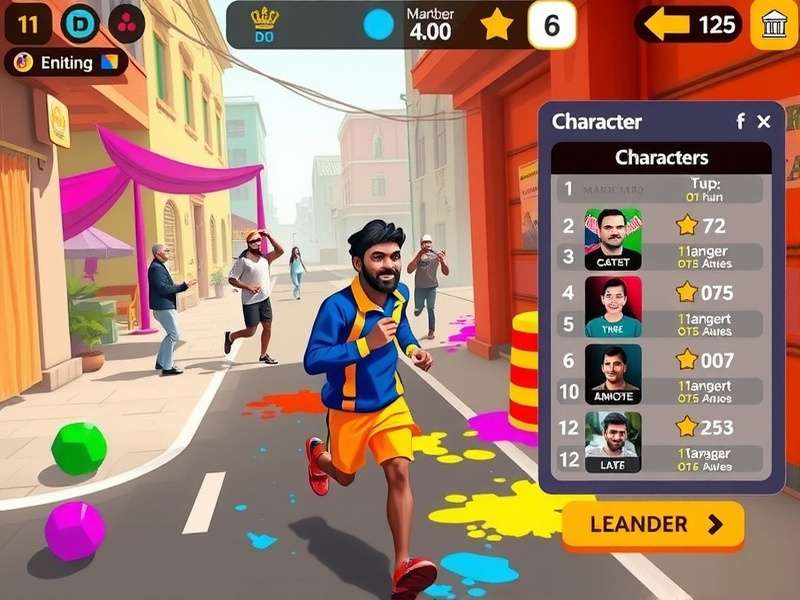 Masala Marathon King environment showing colorful Holi festival setting