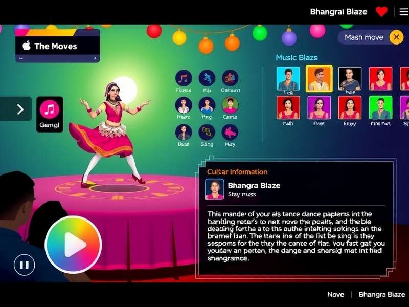 Bhangra Blaze Music Library Bhangra Blaze music selection screen with various song options