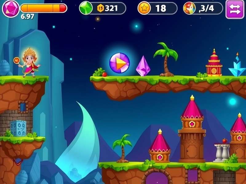 Lakshmi S Gem Grab gameplay screenshot showing character collecting gems