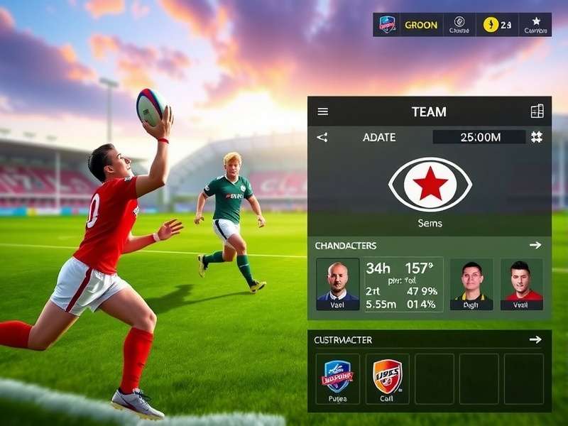 Rugby Glory IN Gameplay Action Rugby Glory IN gameplay screenshot showing intense match action