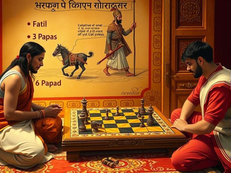 Historical depiction of Papad Sovereign being played in royal court