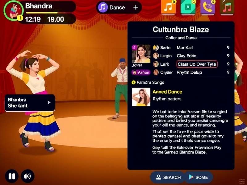Bhangra Blaze Cultural Education Features Cultural information screen in Bhangra Blaze explaining dance history