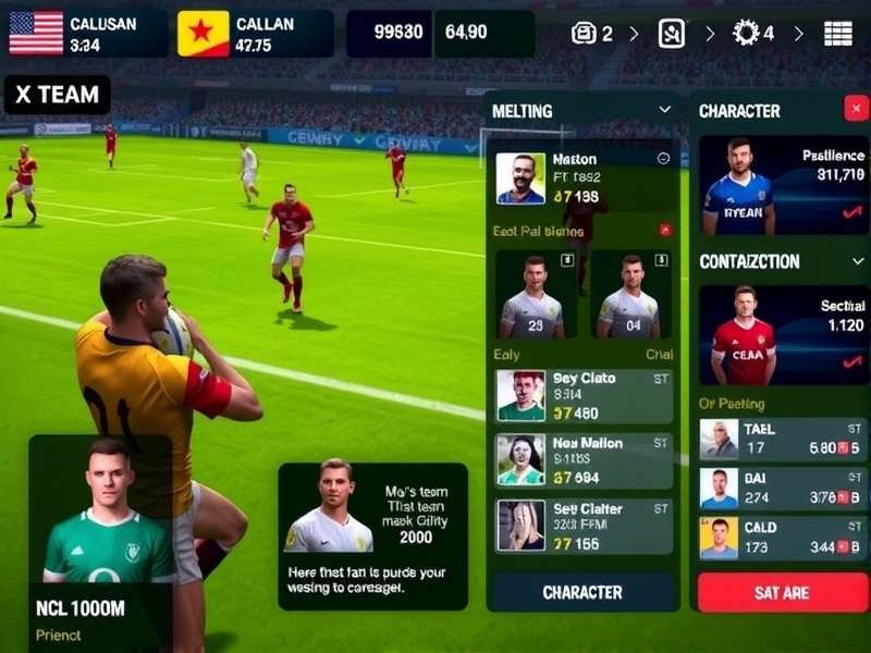 Team Management in Rugby Glory IN Rugby Glory IN team management interface showing player statistics