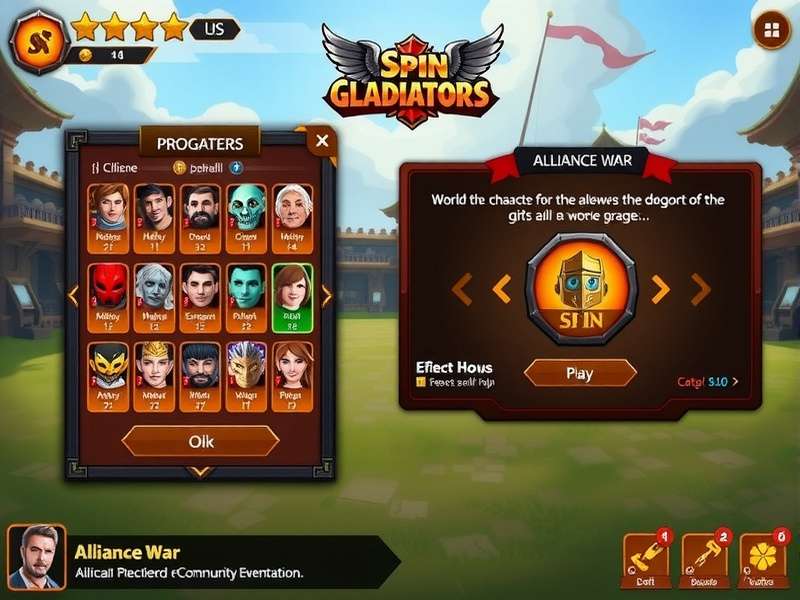 Spin Gladiators IN progression system interface