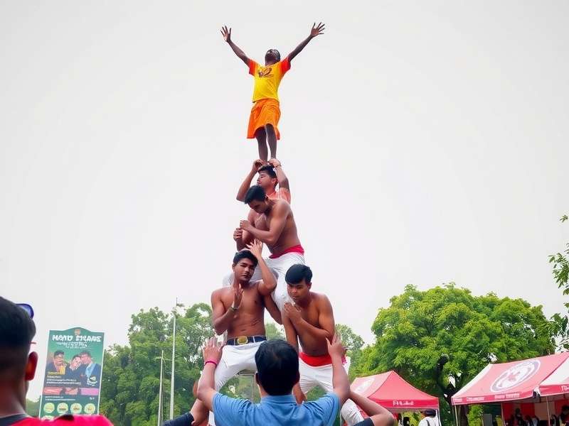 Dahi Handi Climb human pyramid formation