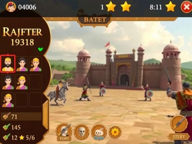 Rajput Warrior Quest gameplay screenshot showing historical battle scene