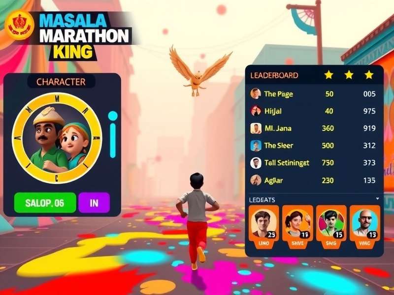 Character selection screen in Masala Marathon King showing diverse Indian characters