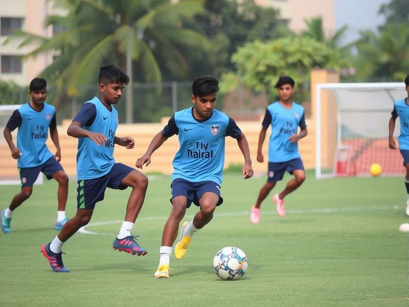 Indian Football Prodigy Match Performance Young Indian football player in action during match